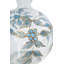 D8x9 "Vase rond en verre transparent avec motifs botaniques bleus et dorés