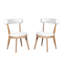 Ensemble de 2 chaises de salle à manger rembourrées modernes, bois d'hévéa, naturel et beige
