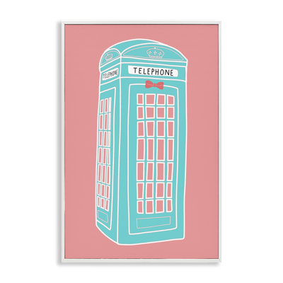 Cabine téléphonique pastel encadrée, art giclée par Jen Bucheli