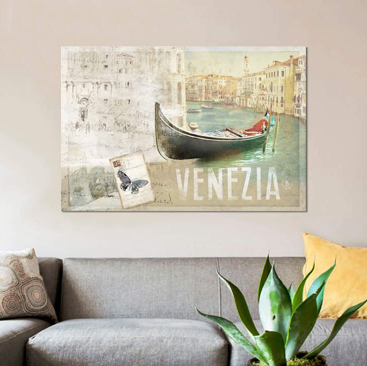 «Venezia Butterfly», impression sur toile, H 12 po x l 18 po x P 1,5 po, Toile tendue, Pas de tapis
