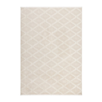 Tapis lavable antidérapant à losanges de couleur unie Rein