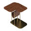 Table d'appoint rotative en forme de C en noyer et or avec rangement