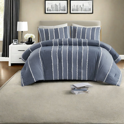 Ensembles de literie en coton de qualité supérieure pour grand confort moderne à rayures bleues