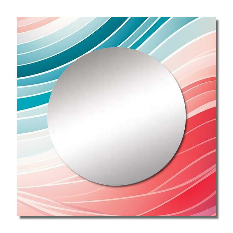 Décoration murale Bold Graphic Sunset en bleu sarcelle et rose, 36 po x 36 po