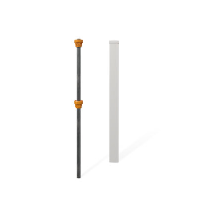4ft Tall (1 Post) No Dig WamBam Finishing Post with Steel Pipe Anchor Kit, Permanent White Vinyl Post for Nantucket, Sturbridge, and Westport Fence and Gate Kits, BL19042