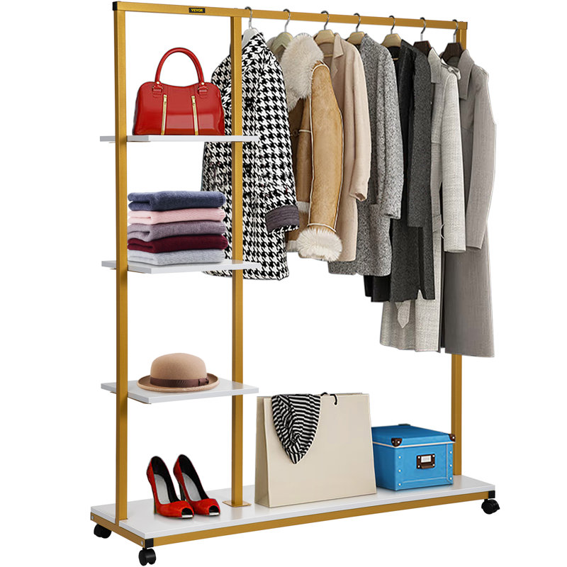 Zacharay 47.2'' Rolling Industrial Pipe Clothing Rack
