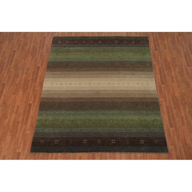 Tapis rayé de style Gabbeh Earthly Tones 8 x 10