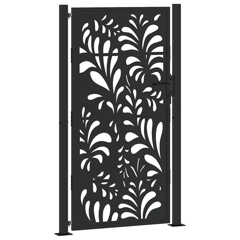 Barrière de jardin en acier vidaXL noir 105 x 180 cm, 39,4 po x 68,9 po, Noir