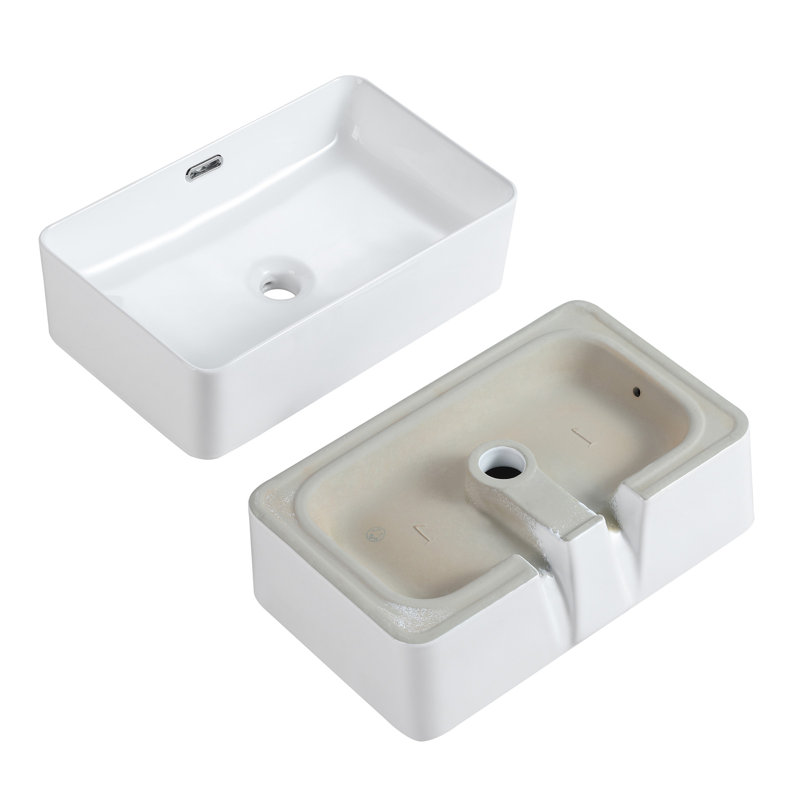 HOROW Neidlinger Ceramic Rectangular Sink with Overflow, 14cm H x 56cm L x 31.5cm W