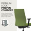 Chaise de bureau ergonomique en tissu HON Ignition 2.0, inclinaison avancée, structure noire, poire-120151192-120151193-120151190