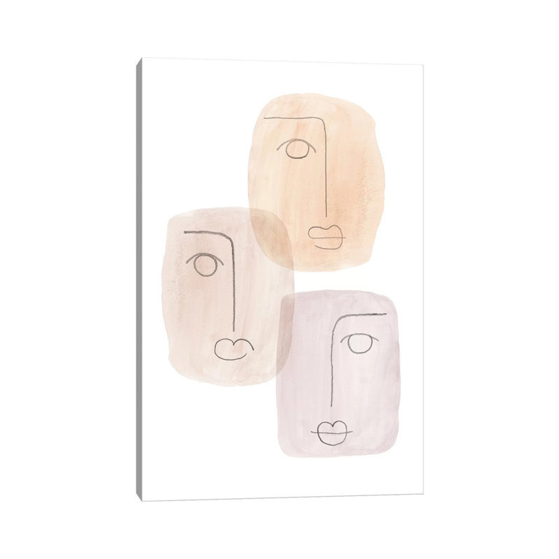 Abstract Boho Faces - Painting on Canvas, 101.6cm H x 66.04cm W x 3.81cm D, Wrapped Canvas