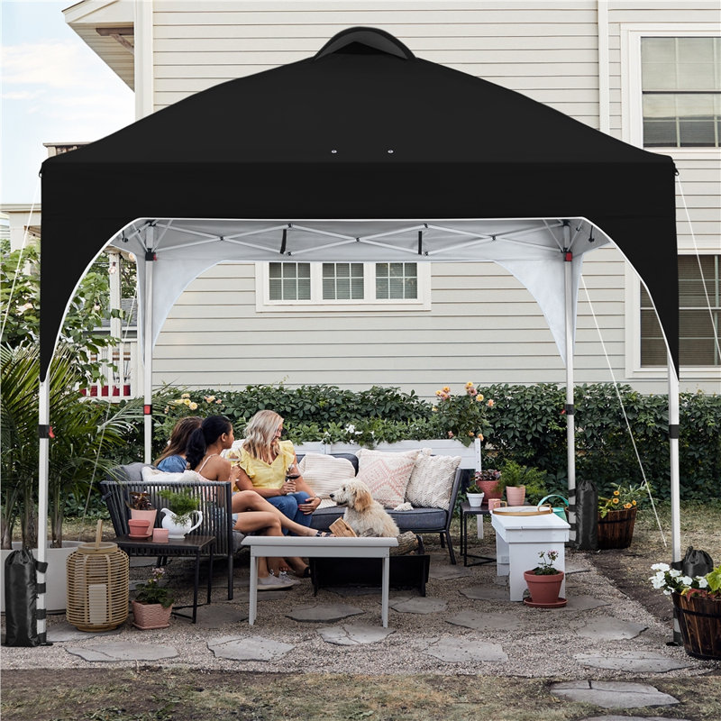 3m x 3m Iron Pop-Up Gazebo, Black