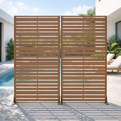 Privacy Metal Screen Fence Panel Horizontal Stripe Pattern