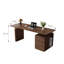 Walnut Wood Desk With Built-In Power Outlet Storage Drawers And Open CPU Compartment