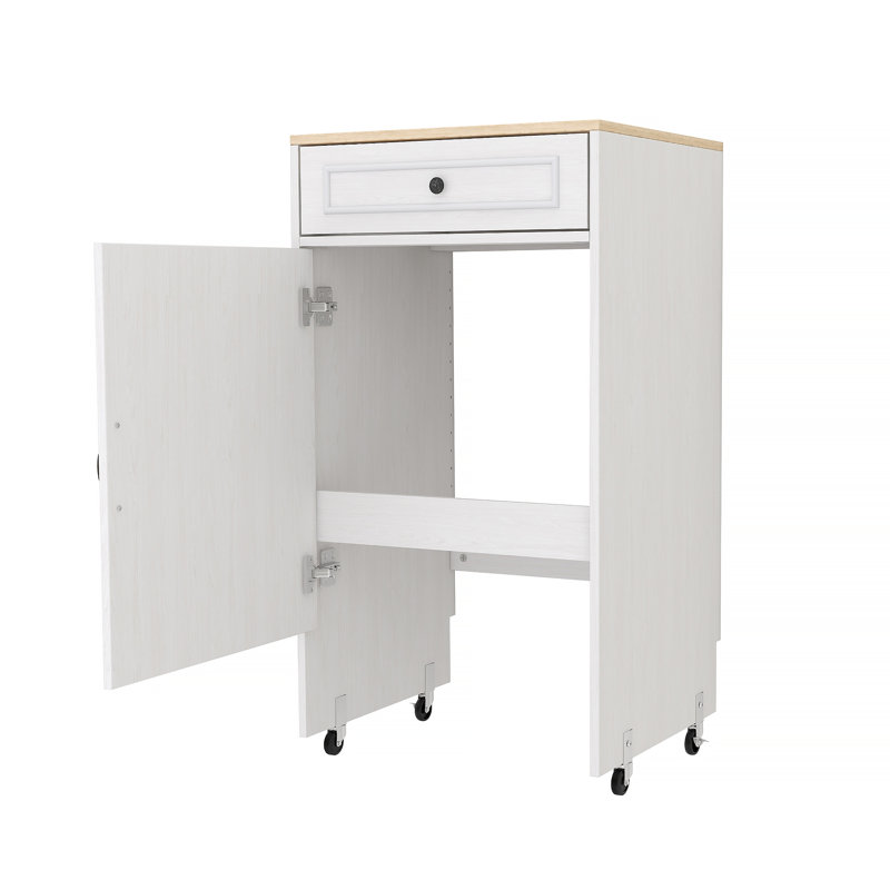 Robot aspirateur avec roulettes, support de rangement pour robot avec portes et tiroirs, table d'appoint pour salon, bureau personnel, cuisine - blanc antique