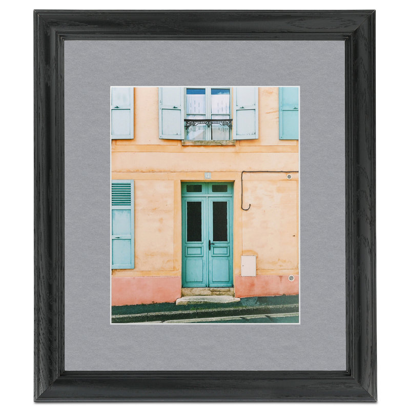 Black Wood Matte Picture Frame with Mat, Silver