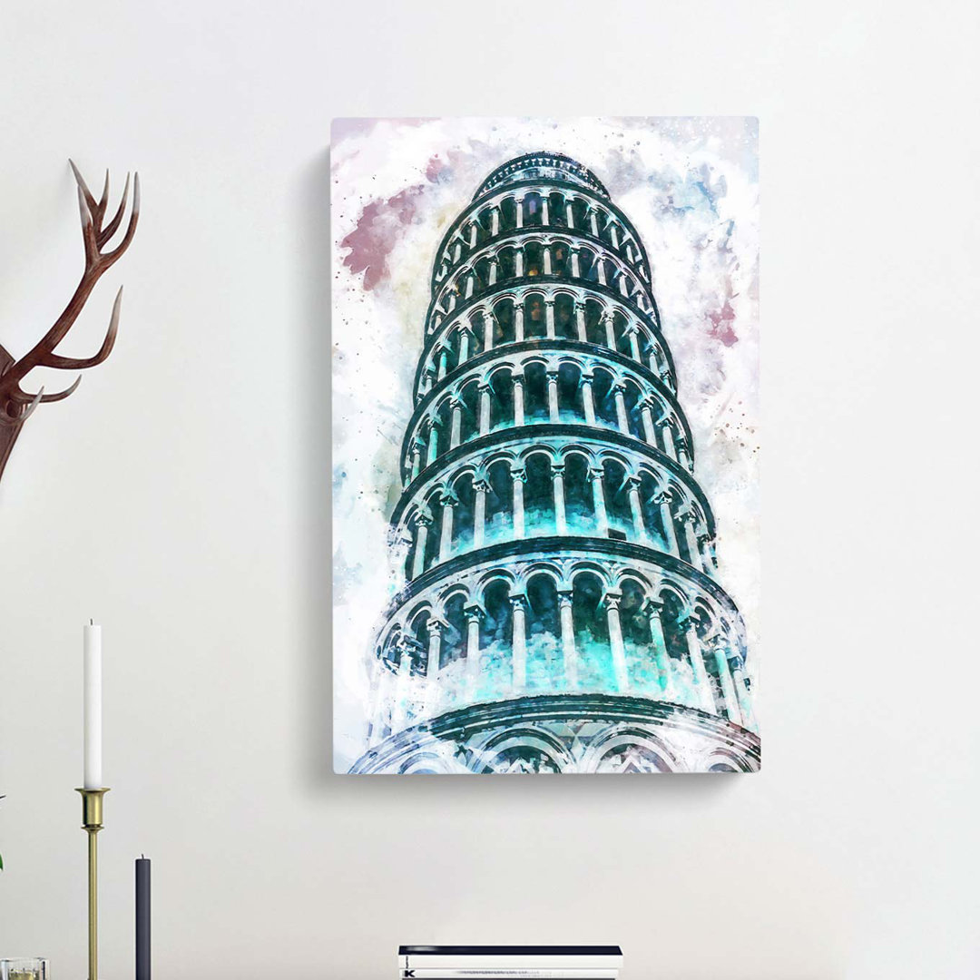 The Leaning Tower of Pisa in Italy in Abstract - Wrapped Canvas