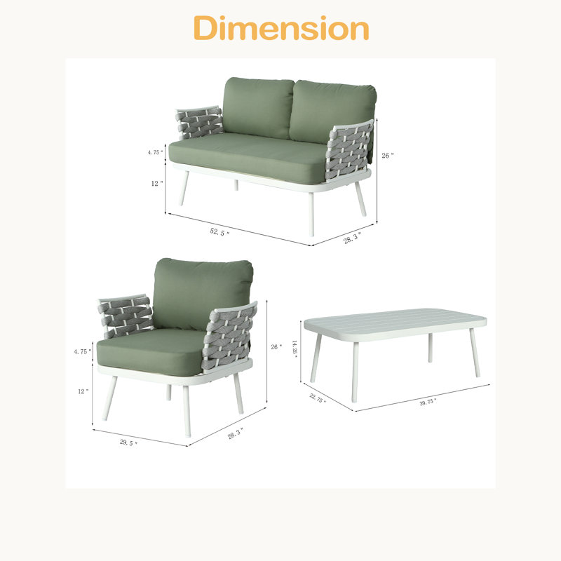 Ensemble de recouvrement en acier 4 pièces, Off White, Vert