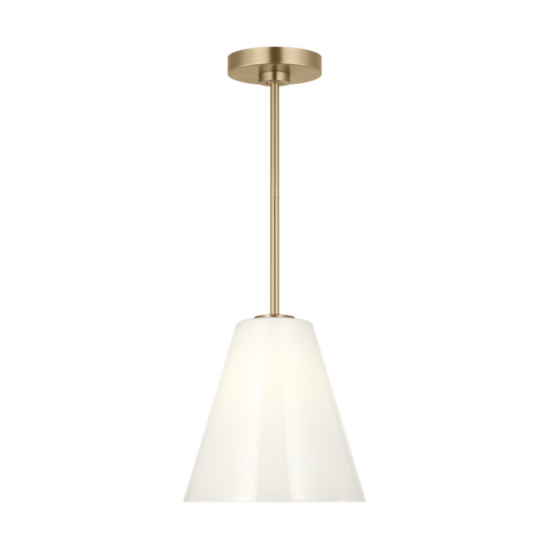 Luminaire suspendu à une lumière Hayden, Laiton satiné, Blanc