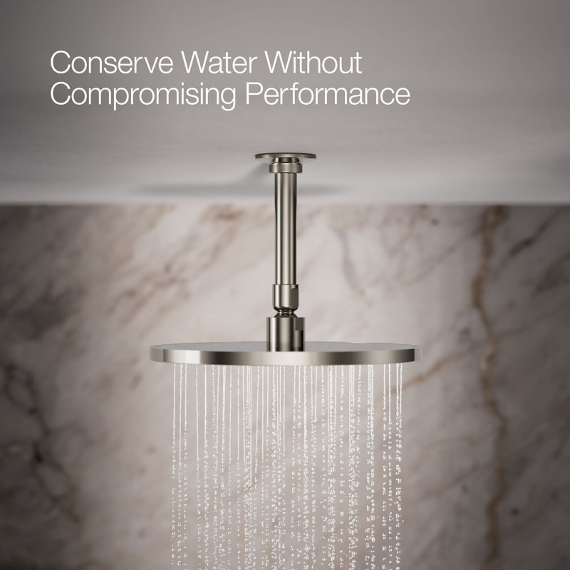 Contemporary Multi Function Rain Shower Head, Vibrant Polished Nickel, 1.75 GPM, Square