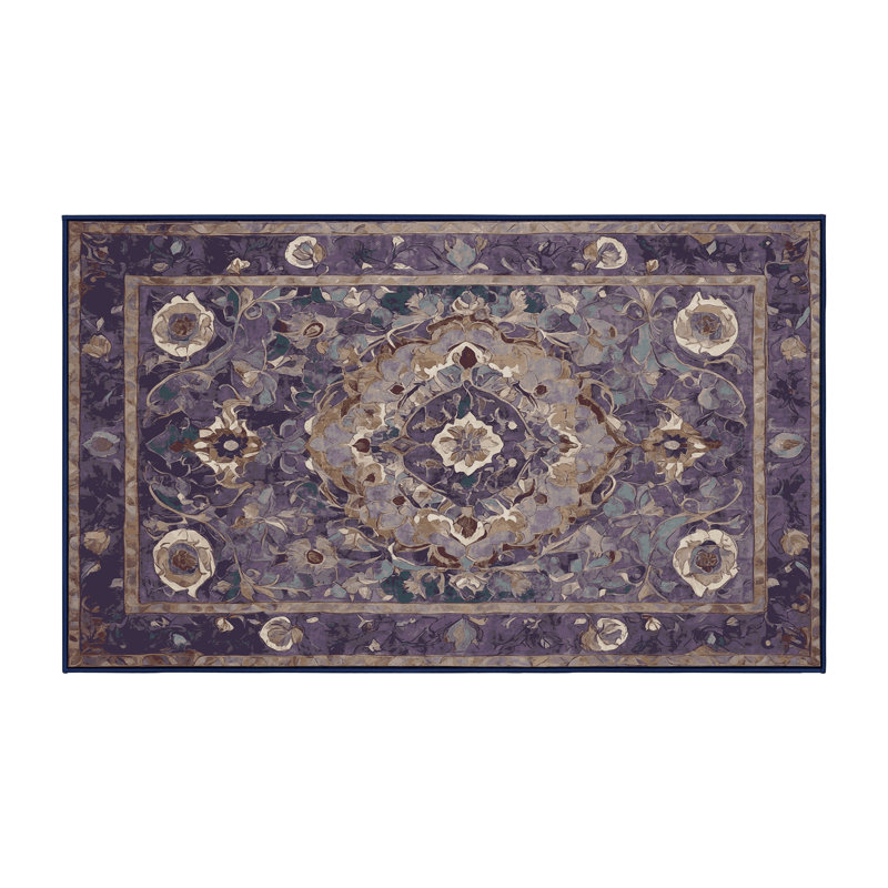 Machine Washable Purple Area Rug, Rectangle 2' x 3'