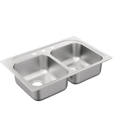 2200 Series 33" x 22" Double Basin Drop-In Kitchen Sink