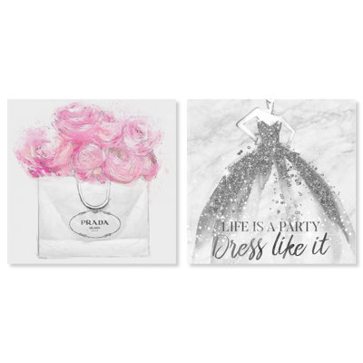 " Fashion And Glam Peony Diamond Set " 2 - Pieces Painting Print