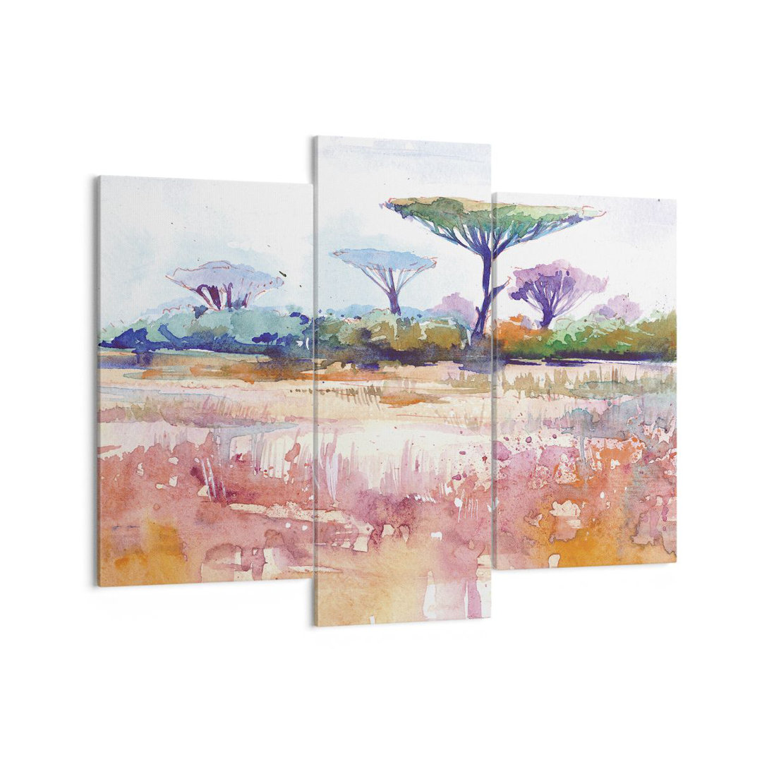 3-tlg. Leinwandbilder-Set Savanna Trees