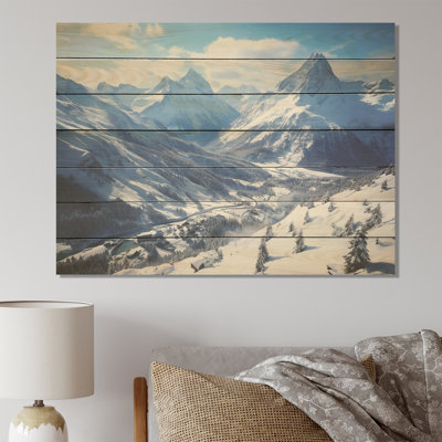 Pine Valley Winter Mountain Landscape VI - Paysage d'hiver sur bois