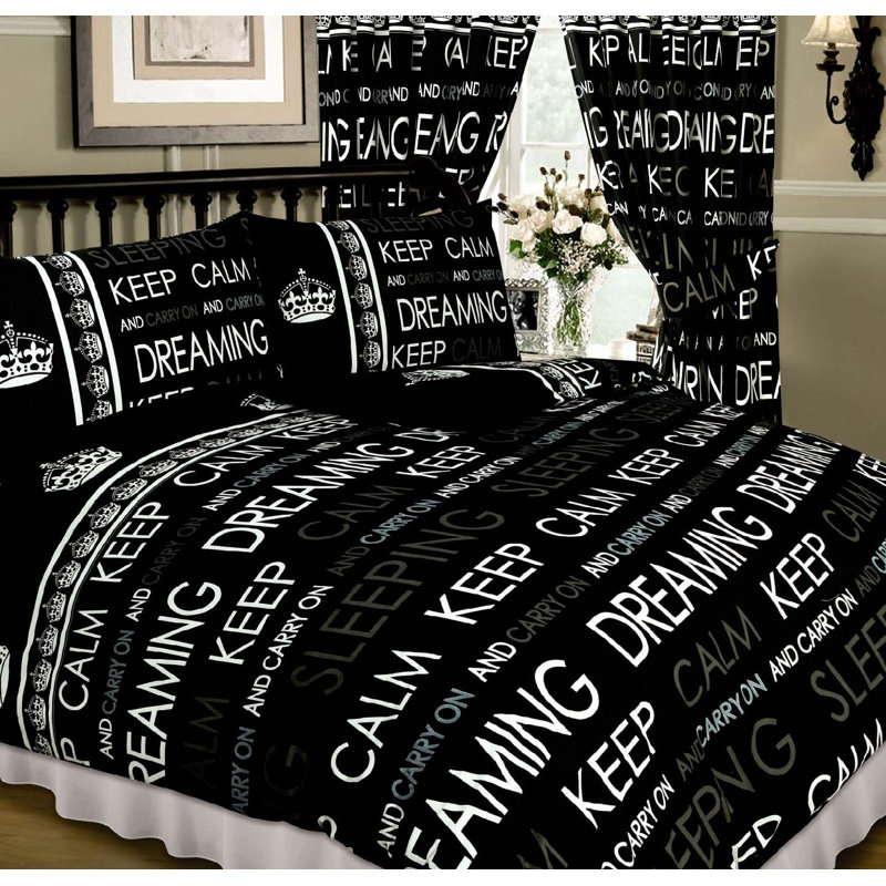 KEEP CALM Eyota Pencil Pleat Semi Sheer Curtains, Black