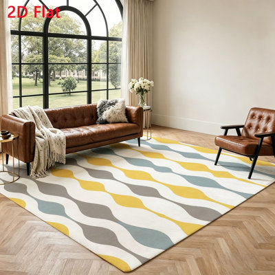 Tapis à motif de vagues modernes, tapis de sol moelleux antidérapant, décoratif lavable à la machine pour le salon, le bureau à domicile, la décoration intérieure, l'entrepôt local