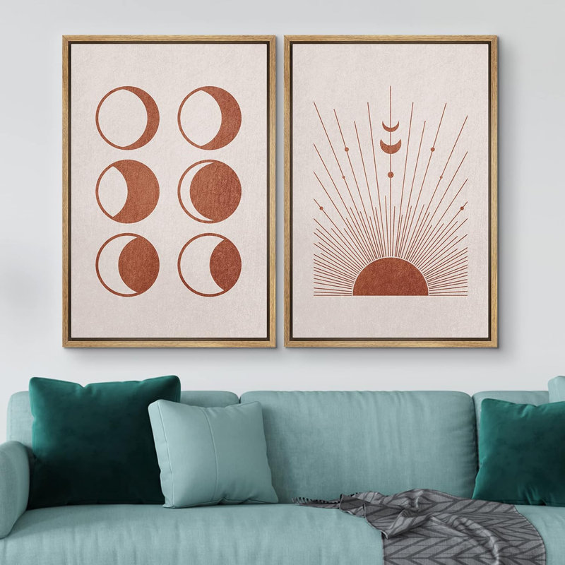 Sun And Moon 2 - Pieces, 24" H x 32" W, Natural