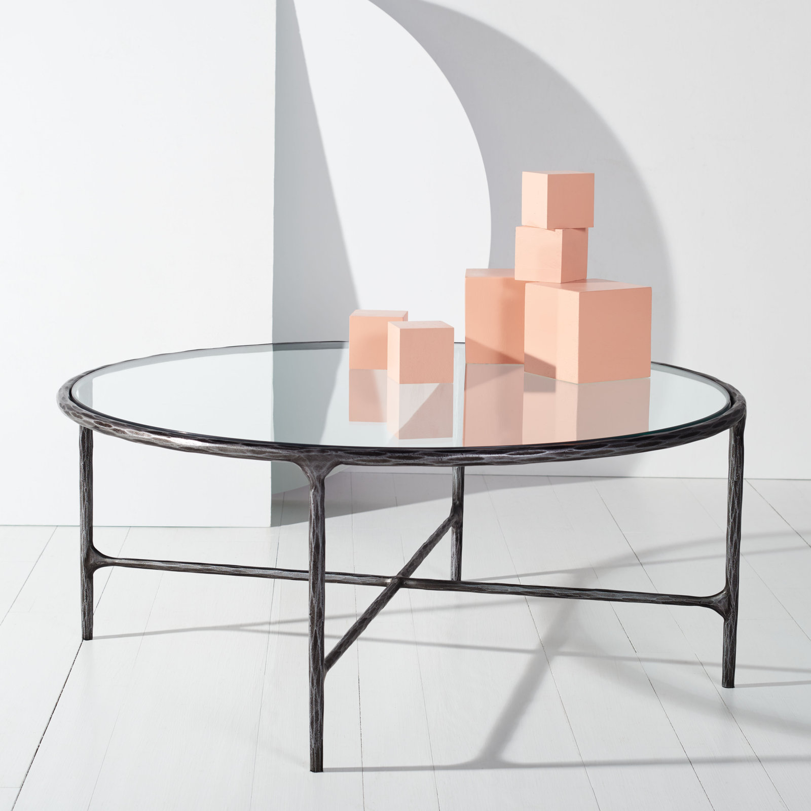 Evelynn 4 Legs Coffee Table, Clear, Glass, Black