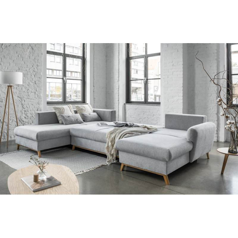 Scandic Lagom 8 Seater Sofa Bed, Light Grey, Left Hand Facing