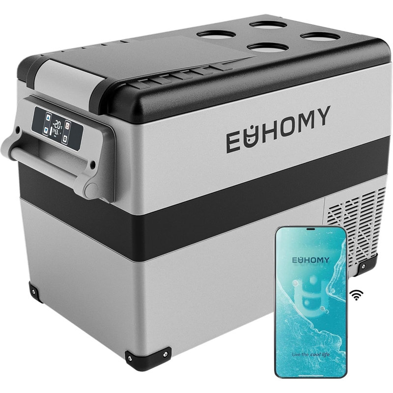Réfrigérateur de voiture EUHOMY 12 volts, réfrigérateur de voiture 48QT (45L), contrôle de l'APP, 12V / 4 ℉ ~ 68 ℉, réfrigérateur portable pour le camping, le voyage, le camion