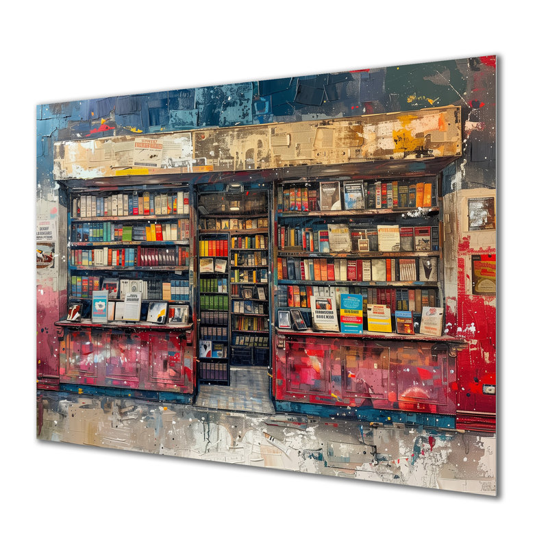 Décoration rétro rouge et bleue «I» - Boutiques et magasins - Décoration murale, Métal métal, H 12 po x l 20 po x P 1 po