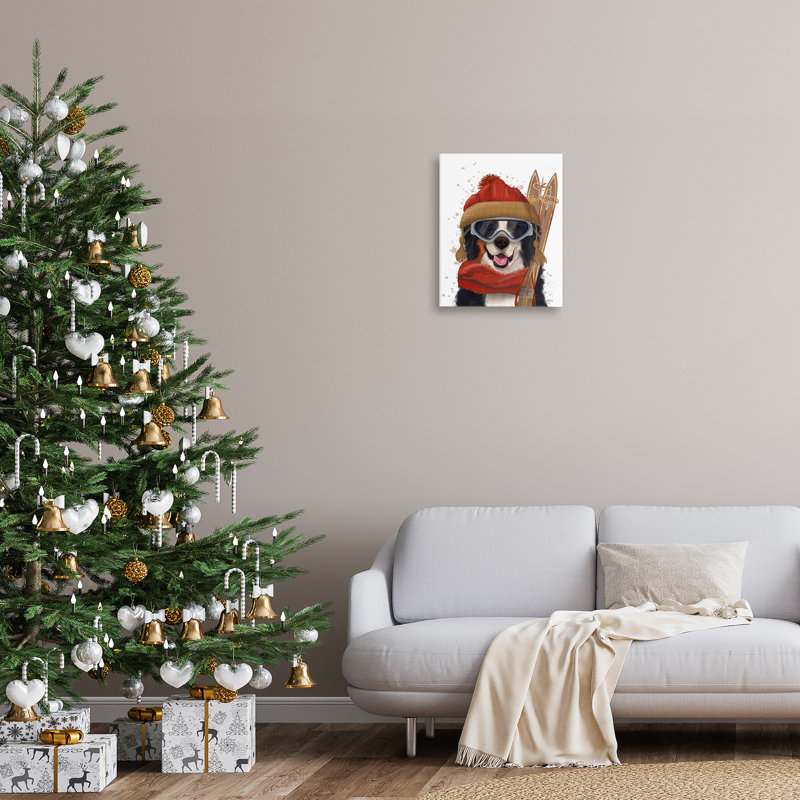 «Happy Skiing Dog» par Fab Funky, H 20 po x l 16 po