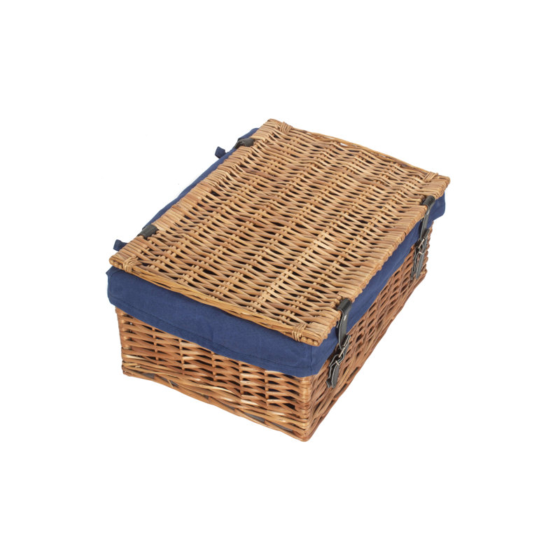 Wicker Packaging Hamper Basket with Lining, Navy Blue