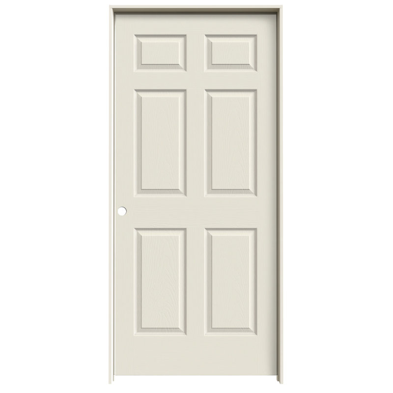 Porte moulée pré-montée en bois manufacturé 6 panneaux, 36 po x 80 po, Droite