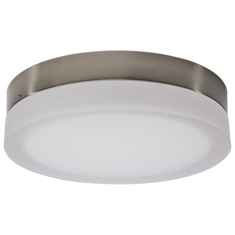 Plafonnier encastré en verre à DEL, Nickel brossé, H 3,13 po x l 11 po x P 11 po