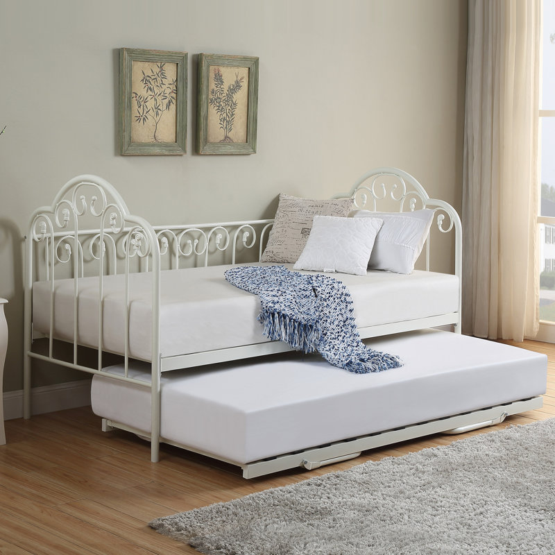 Fredric Metal Daybed with Trundle, White