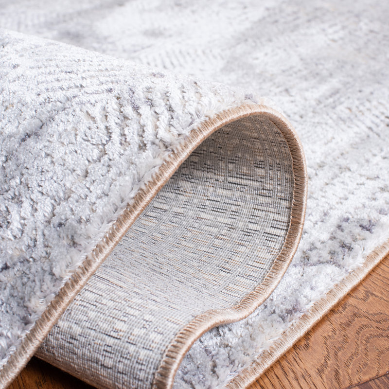 Gray and Beige Hand-knotted Wool and Viscose 8' x 10' Area Rug