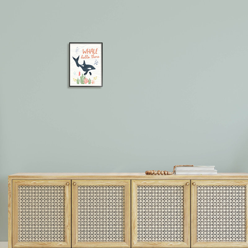 «Whale Hello There Orca», art giclée par Nina Blue, H 14 po x l 11 po x P 1,5 po, Giclée encadrée noir minuit