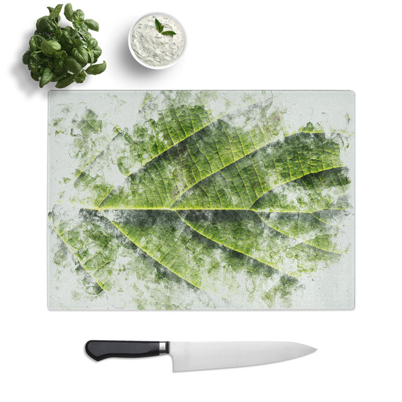 Tempered Glass Leaf Pathways Chopping Board, 28.5 cm x 39 cm