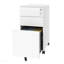 Classeur mobile à 3 tiroirs avec serrure, rangement en métal tout en acier sur roulettes, deux tiroirs profonds et un tiroir profond pour bureau / maison, entièrement assemblé, blanc, 110 lb / tiroir, conception anti-basculement