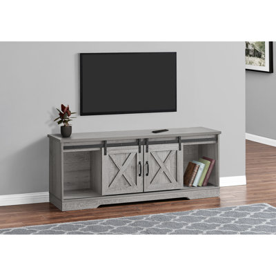 Meuble télé, 60 po, console, meuble multimédia, armoire de rangement, salon, chambre à coucher, stratifié brun, transitionnel
