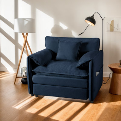 Fauteuil surdimensionné simple de 41,73 po avec 1 coussin décoratif, tissu chenille