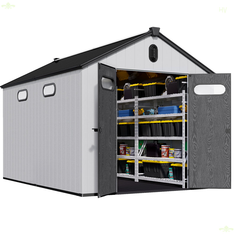 8 Ft. W X 12 Ft. D Plastic Storage Shed With Floor