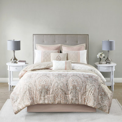 King 8 Comforter - Blush Print Comforter, Pillows, , Decorative Washable