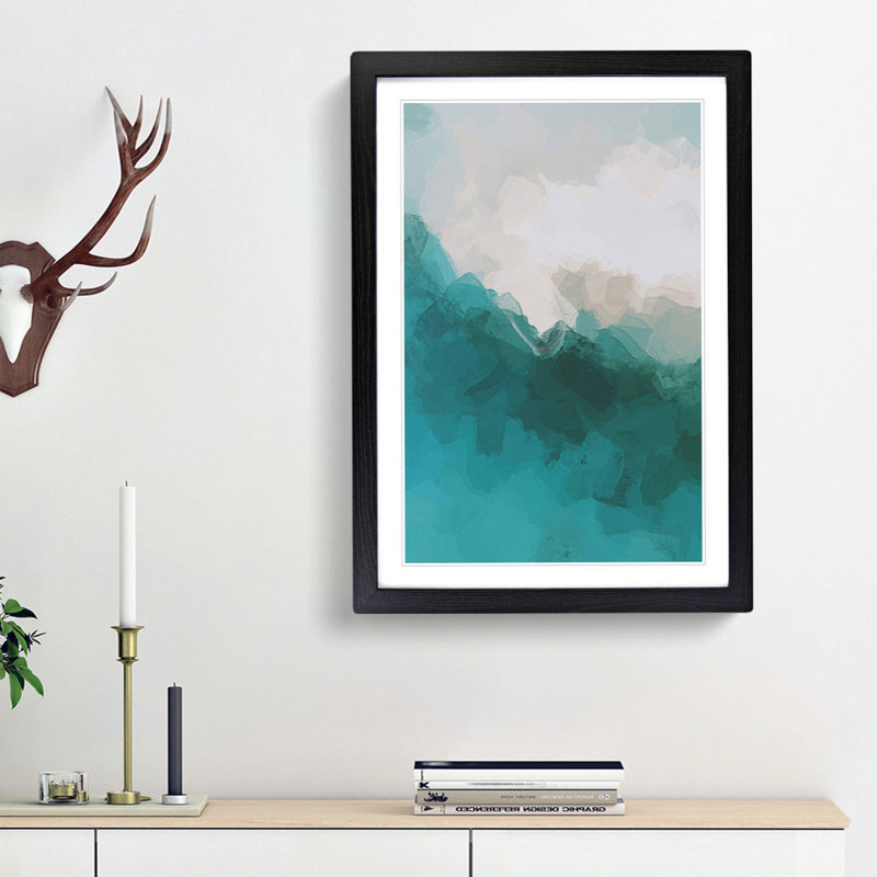 Beach Into the Ocean in Abstract - Picture Frame Graphic Art Print, 36cm H x 27cm W x 2cm D, Black Framed